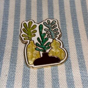 Plants in Vases Enamel and Metal Pin